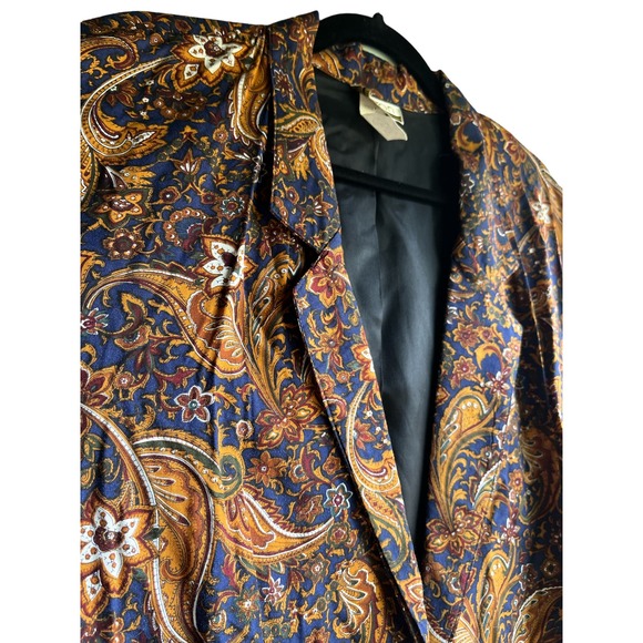 Vintage 1980s Paisley Retro Boho Gothic Blazer with Padded Shoulders size Large - Picture 4 of 6